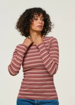 T-shirt manches longues en coton bio | rayé 