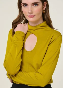 T-shirt manches longues en tencel | kaki "t-shirt zur-5 - kaki"
