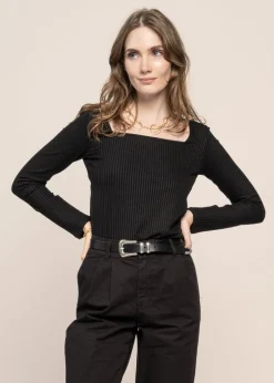 T-shirt à manches longues noir en tencel - fria black