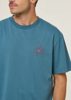 T-shirt oversize en coton bio | bleu "rivage steel bleu"
