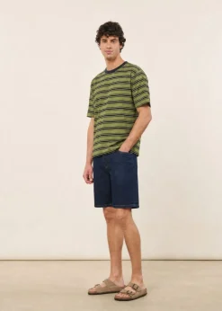 T-shirt oversize en coton bio | rayé vert