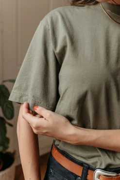 T-shirt oversize olive en coton bio - women oversized t-shirt dusty olive