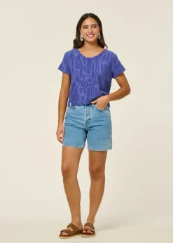 T-shirt éponge en coton bio | ficelle - bleu lavande
