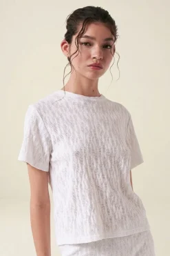 T-shirt texturé en coton bio | blanc "sunlight t-shirt - white"