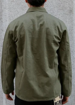 Veste à chevrons en coton bio | kaki "buddy herringbone chore jacket olive"
