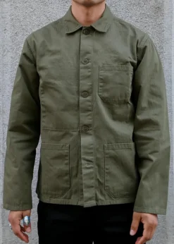 Veste à chevrons en coton bio | kaki 