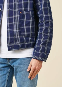 Veste denim en coton bio | bleu "dante ii indigo check jacket - blue"
