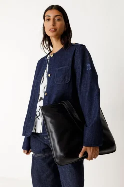 Veste denim en coton bio | bleu foncé "aiku"