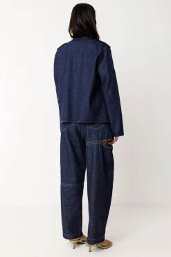 Veste denim en coton bio | bleu foncé 