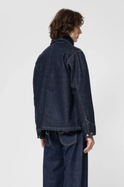 Veste denim en coton bio | brut "howie chore jacket one wash - blue"