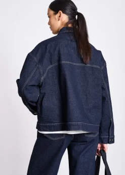 Veste denim en coton bio | brut à surpiqûres "vilme"