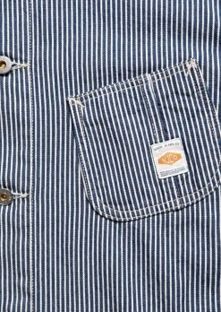 Veste denim en coton bio | rayé bleu et blanc "howie hickory chore jacket"