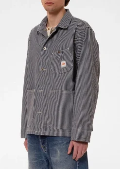 Veste denim en coton bio | rayé bleu et blanc 