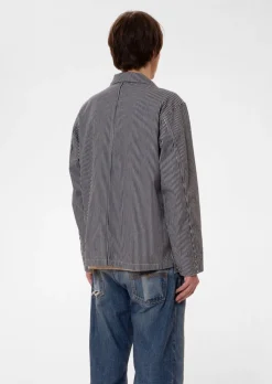 Veste denim en coton bio | rayé bleu et blanc 