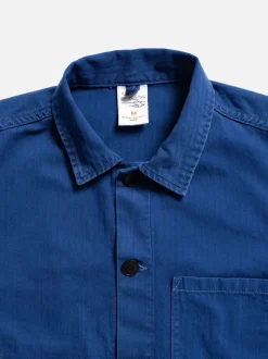 Veste de travail à chevrons en coton bio | bleu 
