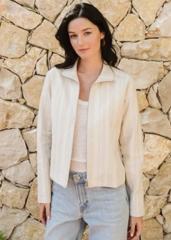 Veste en coton bio | ecru "raw dappled stripes ceci jacket - ecru"