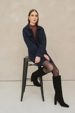 Veste en coton bio et laine | marine 