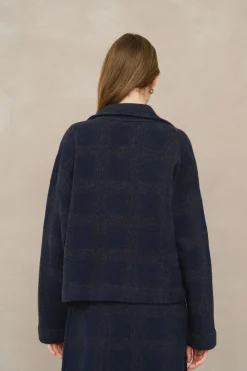 Veste en coton bio et laine | marine 