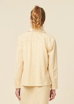 Veste en coton biologique | jaune "jacket stiby work stripe yellow - yellow"