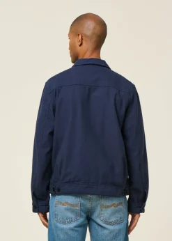 Veste en coton bio | marine "blake zip jacket back sateen - navy"