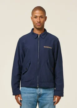 Veste en coton bio | marine "blake zip jacket back sateen - navy"