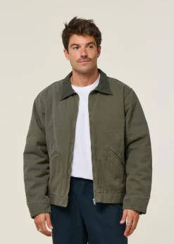 Veste en coton bio | vert "blake zip jacket duck canvas"