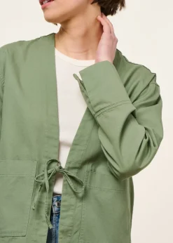 Veste légère en coton bio | verte "kimono jacket organic cotton - leaf green"