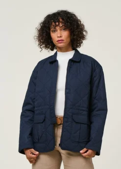 Veste matelassée en coton bio et matière recyclée | marine "padded overshirt - night sky'