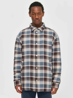 Veste matelassée en coton bio et matière recyclée | carreaux "checked overshirt blue"