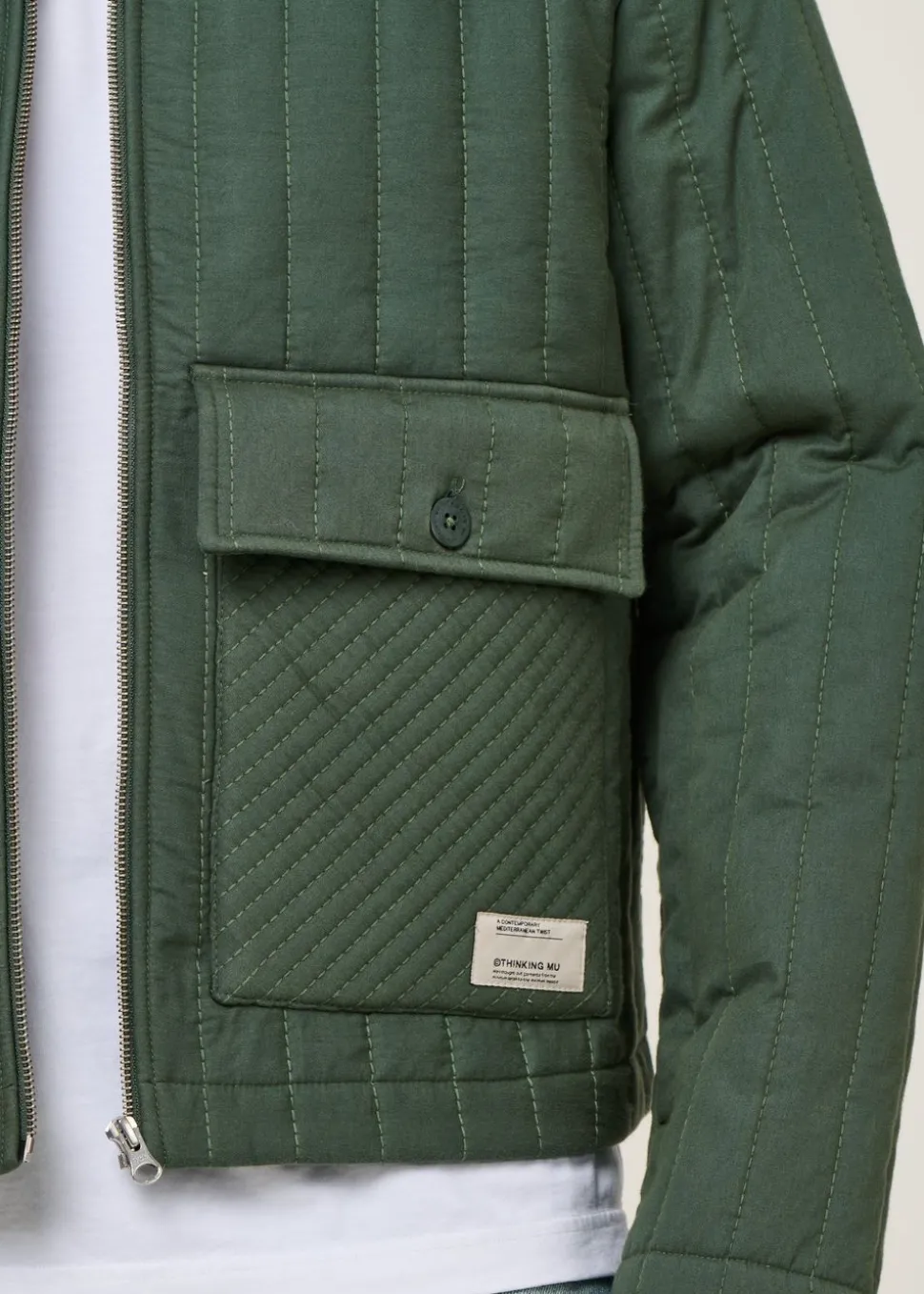 Veste matelassée en coton bio | vert "dark eucaliptus roc jacket - green"