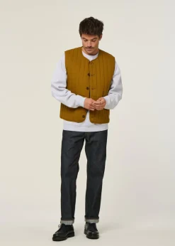 Veste matelassée sans manches en coton bio | camel "light oak jon vest - brown"