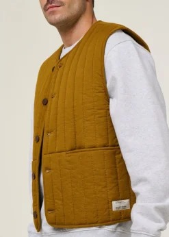 Veste matelassée sans manches en coton bio | camel 