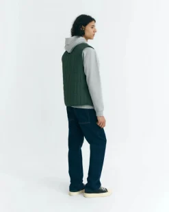 Veste matelassée sans manches en coton bio | vert "dark eucaliptus jon vest"