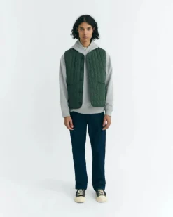 Veste matelassée sans manches en coton bio | vert "dark eucaliptus jon vest"