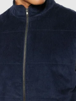 Veste sans manches en coton bio et matière recyclée | marine "11-wales corduroy vest night sky"