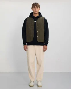 Veste sans manches matelassée flanelle en coton bio | vert 