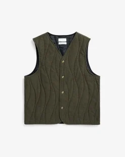 Veste sans manches matelassée flanelle en coton bio | vert 