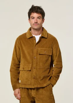 Veste velours en coton bio | camel "light oak corduroy gabin shirt - brown"