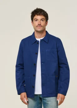 Veste worker en coton bio | bleu "barney worker jacket mid blue"