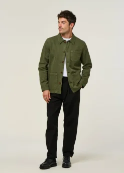 Veste workwear kaki en coton bio | vert "barney worker jacket olive"
